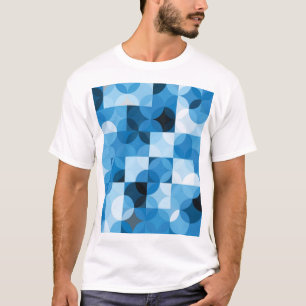 Kreise Nahtlos: Abstraktes Blau Vintage T-Shirt