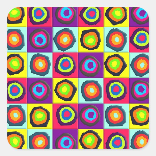 Kreise  quadratischer aufkleber (Vorderseite)