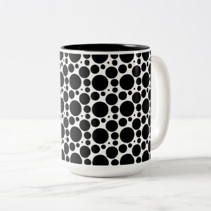 Kreise und Punkte in 7 Größen: Schwarz/Weiß wieder Zweifarbige Tasse