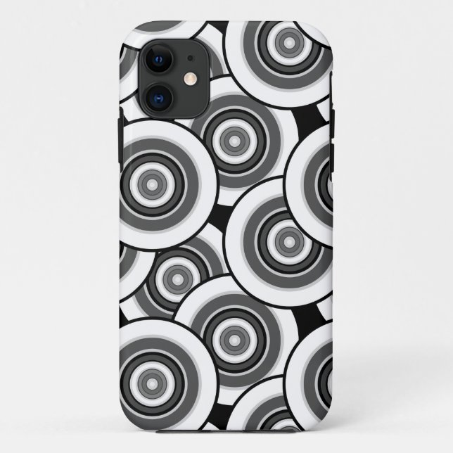 Kreise und Ringe geometrische schwarz-weiße Patter Case-Mate iPhone Hülle (Rückseite)