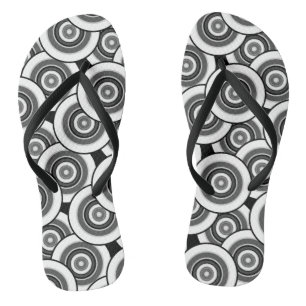 Kreise und Ringe geometrische schwarz-weiße Patter Flip Flops