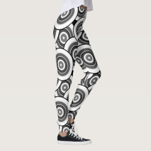 Kreise und Ringe geometrische schwarz-weiße Patter Leggings