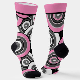 Kreise und Ringe geometrische schwarz-weiße Patter Socken