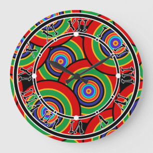 Kreise und Ringe Rettro Große Wanduhr