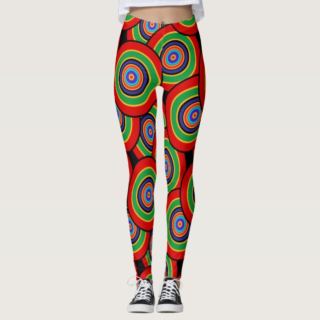 Kreise und Ringe Rettro Leggings (Vorderseite)