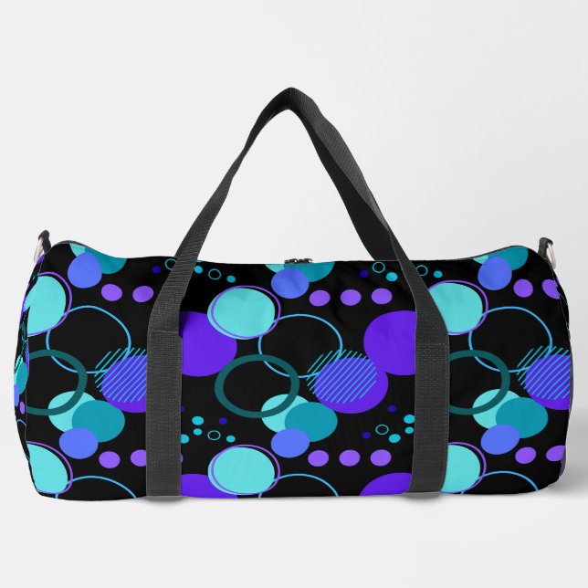 Kreise und Rundformen Muster in Schwarz Duffle Bag (Vorderseite)
