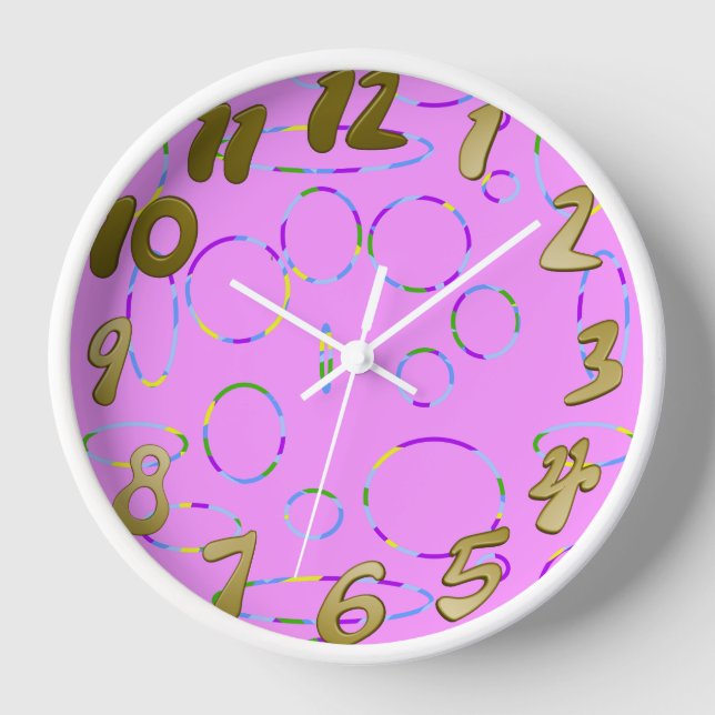 Kreise und Schleifen Moderne rosa Magenta Uhr (Vorderseite)
