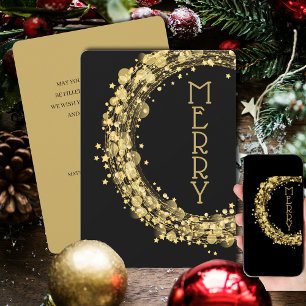 Kreise und Sterne auf Black Christmas Non-Foto Feiertagskarte