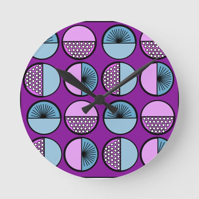 Kreise und Sterne Runde Wanduhr (Vorderseite)