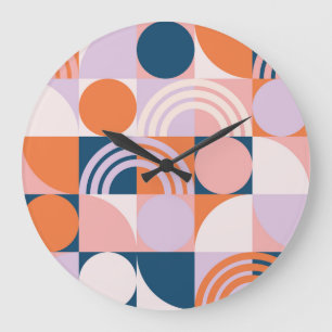 Kreisel Mitte des Jahrhunderts Streifen: geometris Große Wanduhr