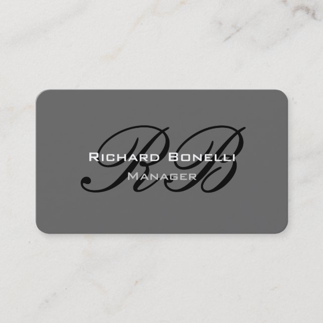 Kreiselecke Gray Monogram Manager Business Card Visitenkarte (Vorderseite)