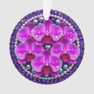 Kreisförmige lila Orchideen-Blumenanordnung Ornament