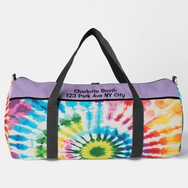 Kreisförmige Regenbogen-Tie-Dye-Monogramm-Personal Duffle Bag (Vorderseite)