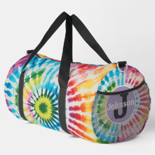 Kreisförmige Regenbogen-Tie-Dye-Monogramm-Personal Duffle Bag