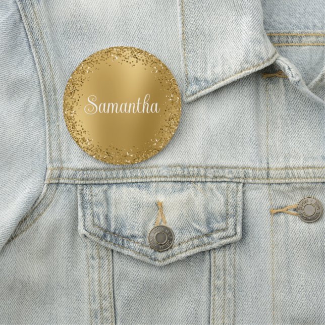 Kreisförmiger Gold-Glitter-Unschärfe Namensschild (Beispiel)