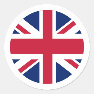 Kreisförmiger Union Jack Aufkleber mit weißem Rand