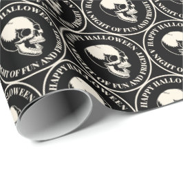 Kreisförmiges Halloween-Lachendes-Totenkopf-Muster Geschenkpapier