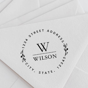 Kreisförmiges Monogramm Familienname Rücksendeadre Permastempel