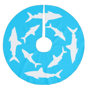 Kreisläufe von weißen Haien Polyester Weihnachtsbaumdecke