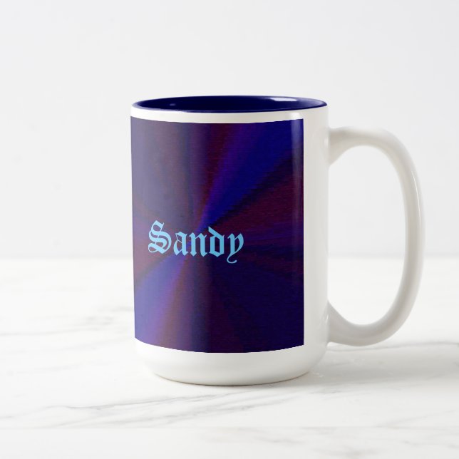 Kreislaufpatchwork Blau bis Lila Zweifarbige Tasse (Rechts)