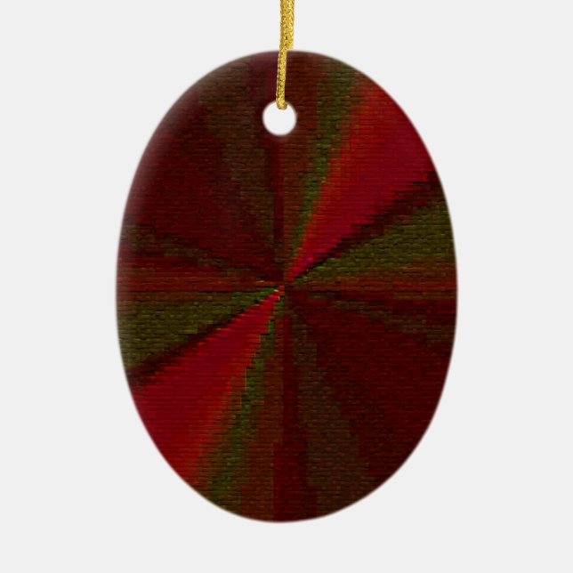 Kreislaufpatchwork Rot bis Grün Keramik Ornament (Vorne)