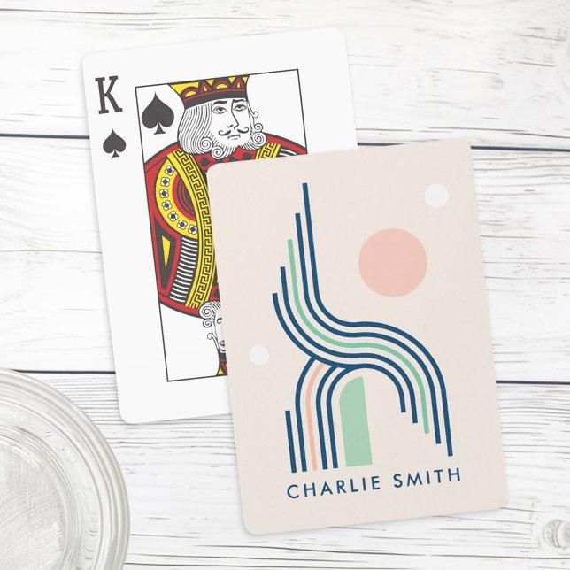 Kreislinien der abstrakten geometrischen Kunstlini Spielkarten (Retro abstract geometric art lines arches circles poker cards)