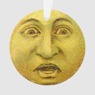 Kreisornament - Gelber Vintage-Mond-Mann Ornament