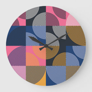 Kreisrunde geometrische Vintage-Kunst Große Wanduhr