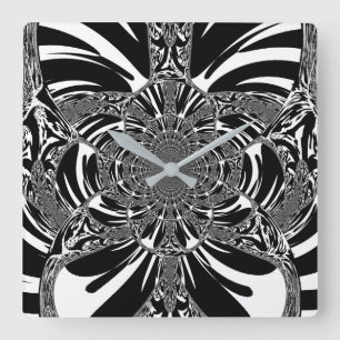 Kreisrunder Zebrakaleidoskop Kunstprint Quadratische Wanduhr