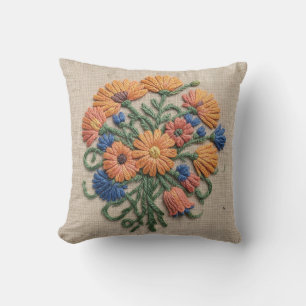 Krekelstickerei Kissen Wolle Ringelblume