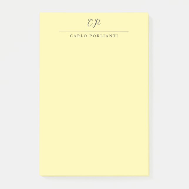 Krem Moderne monogrammierte Kalligrafie einfacher  Post-it Klebezettel (Vorderseite)
