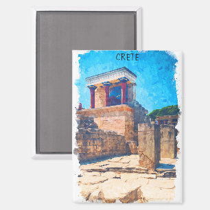 Kreta Griechenland Antiker Tempel Wasserfarbe Magnet