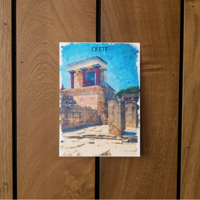 Kreta Griechenland Antiker Tempel Wasserfarbe Postkarte (crete egypt temple monument postcard)