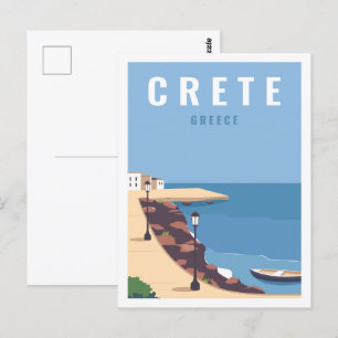 Kreta Griechenland Bekannter Reiseort Illustration Postkarte