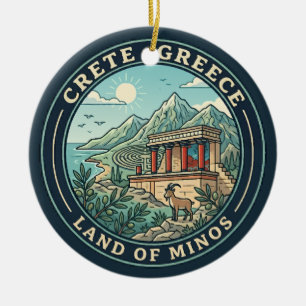 Kreta Griechenland Illustration Reise Kunst Abzeic Keramik Ornament