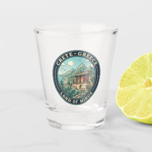 Kreta Griechenland Illustration Reise Kunst Abzeic Schnapsglas