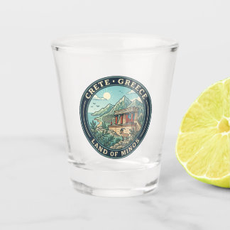 Kreta Griechenland Illustration Reise Kunst Abzeic Schnapsglas
