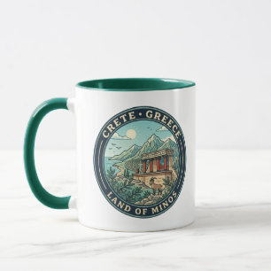 Kreta Griechenland Illustration Reise Kunst Abzeic Tasse