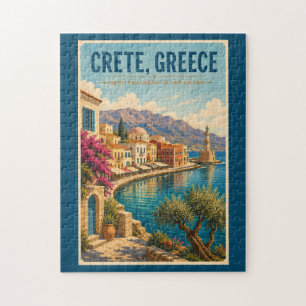 Kreta Griechenland Illustration Reise Kunst Vintag Puzzle