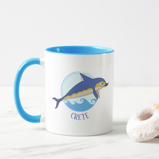 Kreta, Griechenland Minoan Delphin & Waves Tasse (Mit Donut)