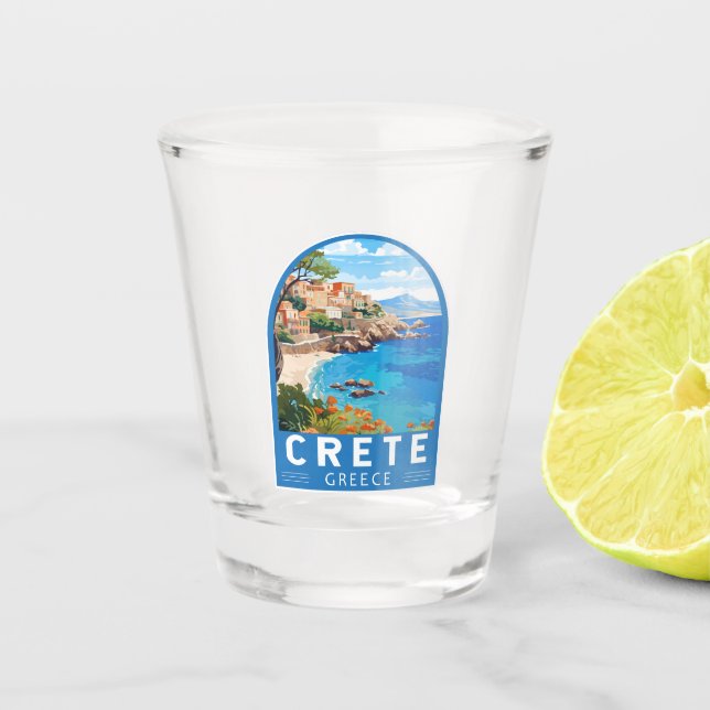 Kreta Griechenland Reisen Kunst Vintag Schnapsglas (Vorderseite)
