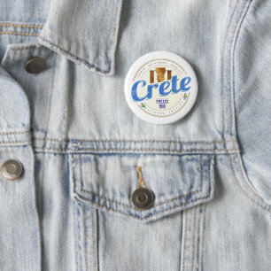 Kreta Griechenland Retro Vintage Urlaubs Souvenir Button