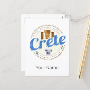 Kreta Griechenland Retro Vintage Urlaubs Souvenir Feiertagspostkarte