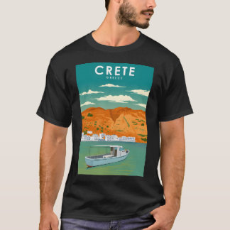 Kreta Griechenland Vintag Minimaler Retro-Reisepla T-Shirt