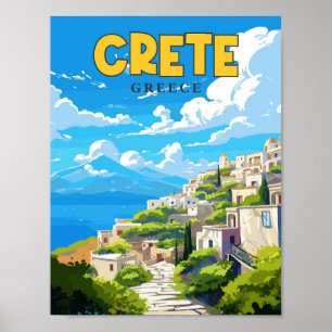 Kreta Griechenland Vintage-Reiseillustration Poster