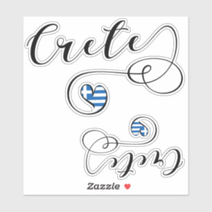 Kreta Heart Flag, Griechenland, Kreta Aufkleber