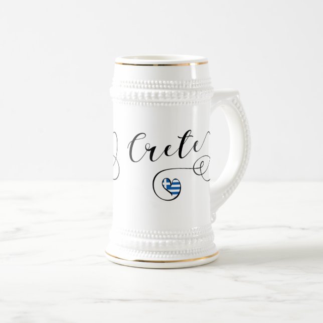 Kreta Heart Flag, Griechenland, Kreta Bierglas (VorderseiteRechts)