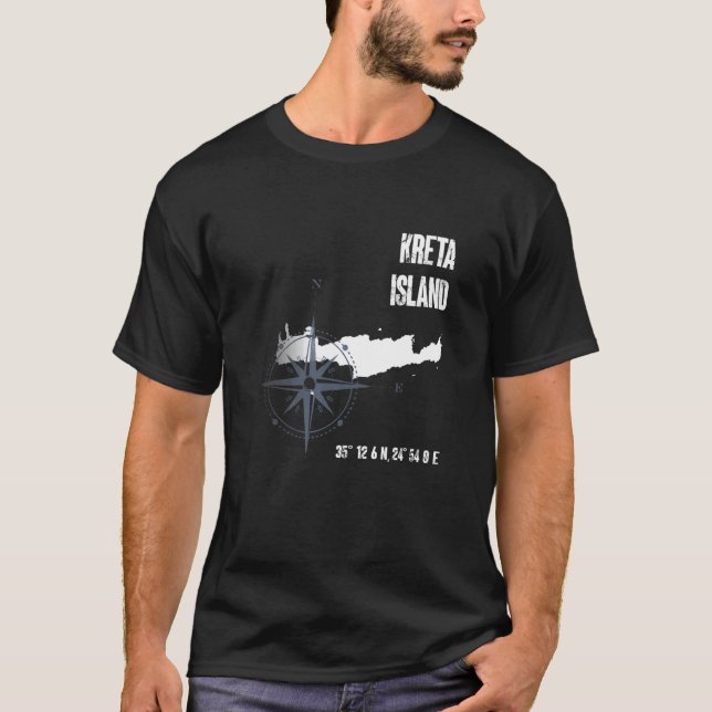 Kreta Insel Mittelmeer Koordinaten Karte Vac T-Shirt (Vorderseite)