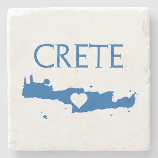 Kreta Karte mit Herz blau und weiß Steinuntersetzer