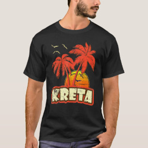 Kreta Sommer Palmen 80er Strand Sonnenuntergang T-Shirt